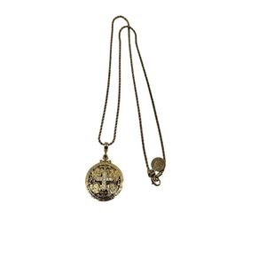 Vintage Vatican Library Zirconia Cross Gold Tone Necklace Stunning